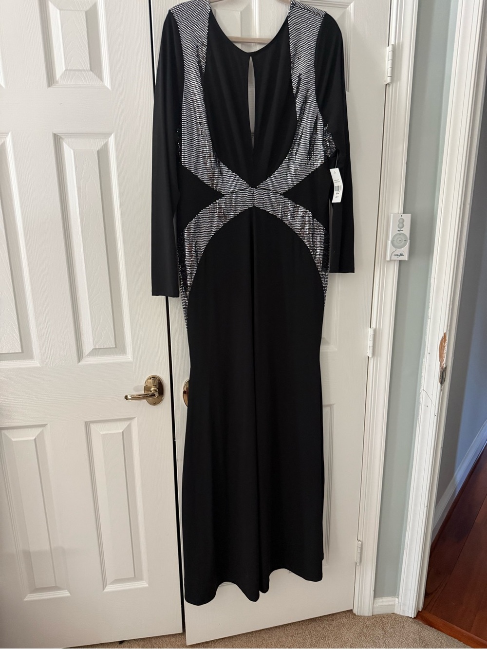 FTF Black Maxi Dress with Silver Sequin Panels